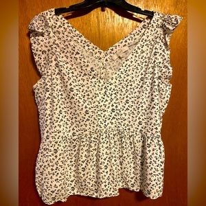 LOFT Printed peplum-style top